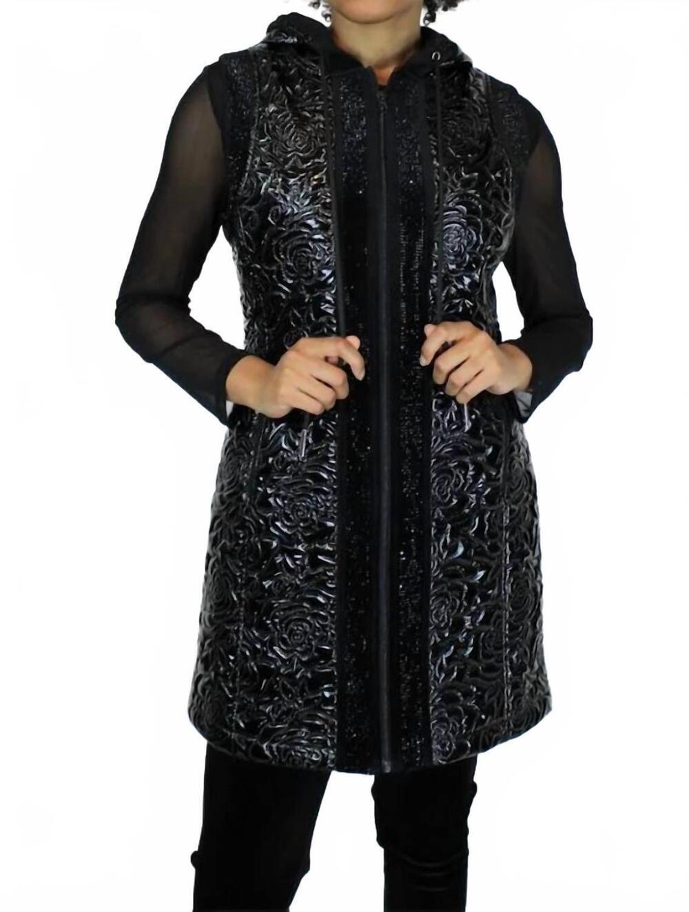 NEW BEREK glossy quilted floral vest in black